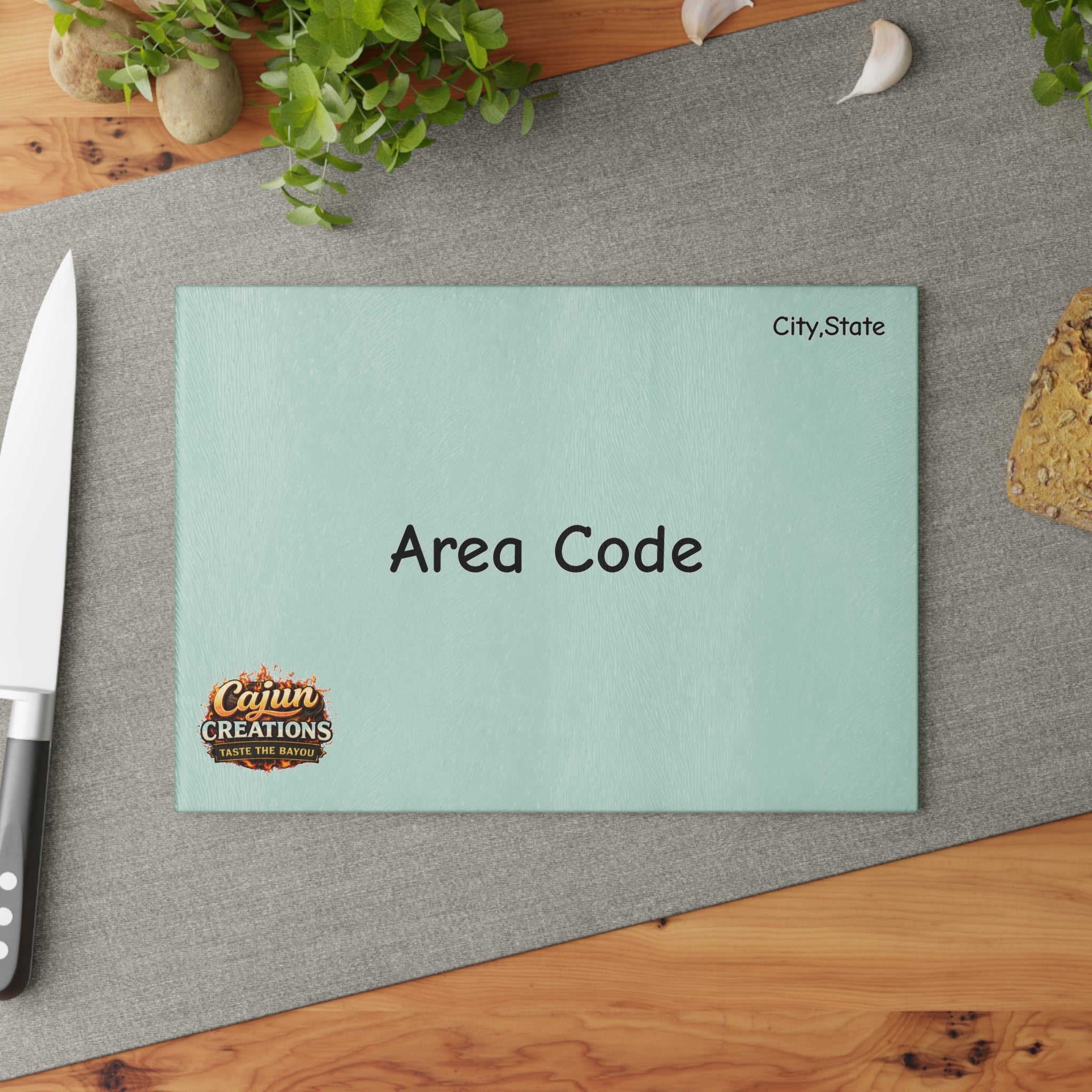 Personalized Area Code Glass Cutting Board