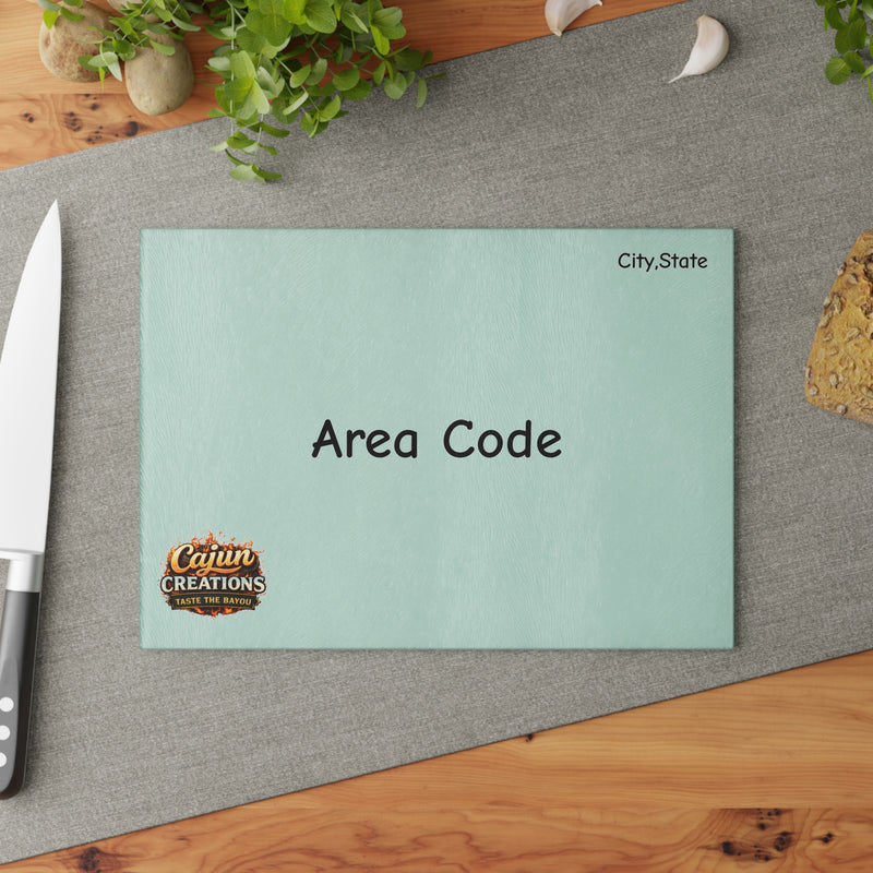Personalized Area Code Glass Cutting Board